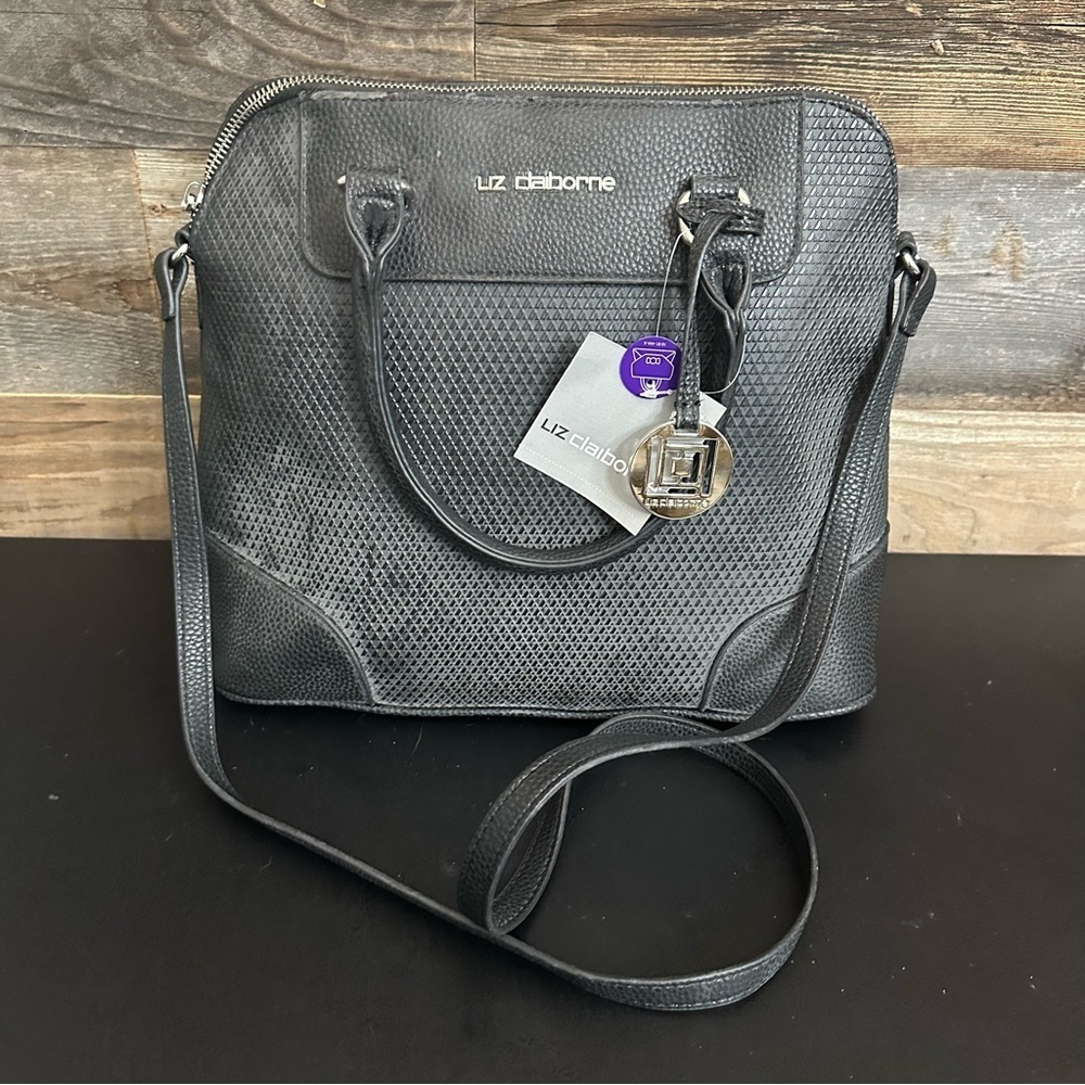 Liz Claiborne Black Lillian Domed Satchel Handbag Shoulder Purse NWT (Read)